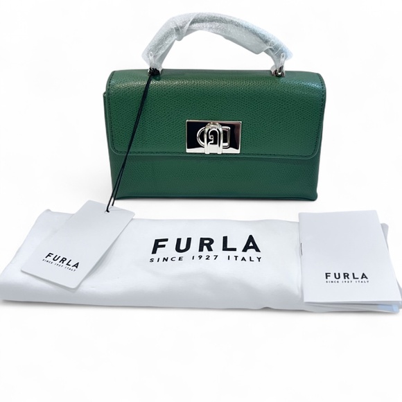 Furla 1927 Top Handle/Crossbody Mini Green w/ Gold Plated Arch